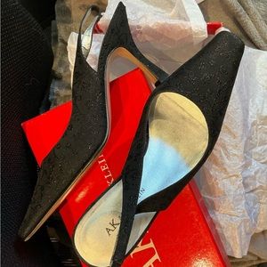 Anne Klein Women's Black Sparkle Slingback Heels, size 7